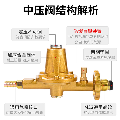 商用防爆高压中压阀煤气罐液化气钢瓶饭店猛火灶高压阀减压阀门