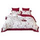Chinese magpies flower and bird print cotton wedding four-piece set Xinjiang long velvet cotton red wedding quilt cover pure cotton bed sheet
