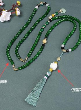 国风中国新中式古风项链民族璎珞长款串珠国风斜挎链新中式斜挎链