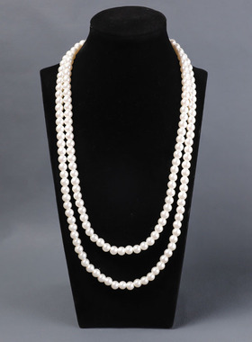 长款双层高档百搭复古项链珍珠