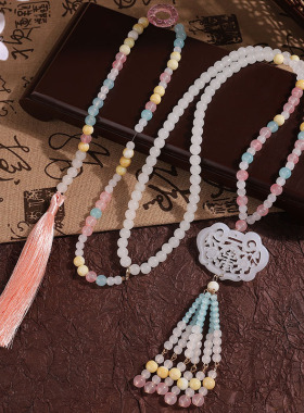 长流苏复古中式背云马面国风配饰