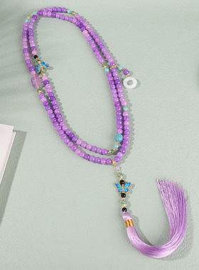 新中式串珠项链古装马面裙流苏斜挎链长款高级感百搭精致饰品