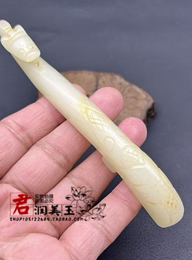 琉璃龙头带钩吊坠挂件仿白玉腰带挂钩手把件古风汉服腰佩流苏饰品