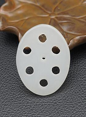 仿白玉镂空雕刻莲菜吊坠挂件颈饰