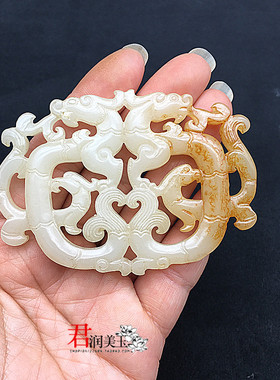 仿白玉镂空龙凤项坠腰间玉佩