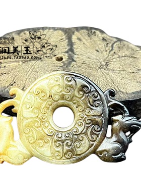青白玉仿古龙吊坠挂件复古沁色双龙平安颈饰项坠汉服挂饰手工配饰