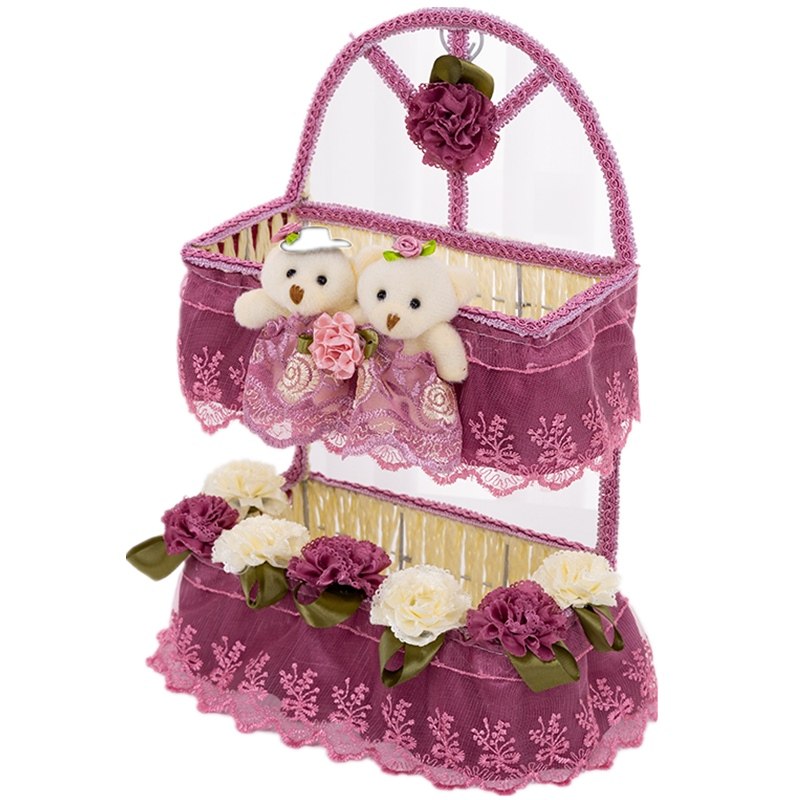 可爱情侣熊壁挂篮玄关收纳篮钥匙架布艺收纳篮遥控器篮蕾丝收纳篮,淘宝优惠券,粉丝福利购,淘宝优惠卷