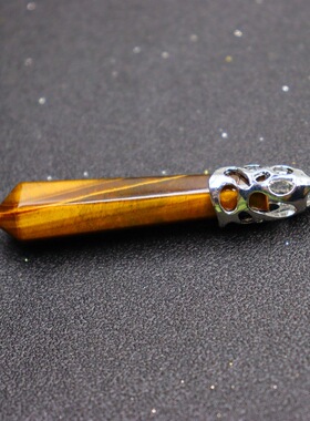 欧美紫晶玛瑙天然石水晶六角柱子弹头吊坠项链灵摆吊坠毛衣链