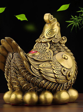 下单母鸡下蛋纯黄铜大吉大利摆件