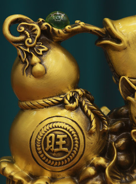 旺家鱼富贵纳福葫芦双鱼铜摆件