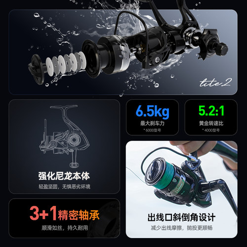 汉鼎鱼线轮纺车轮渔轮顺滑远投金属海杆远投路亚矶竿LITE微物鱼轮 - 图0