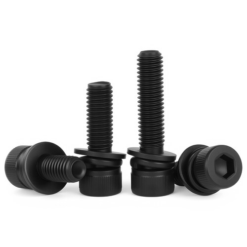 12.9级内六角三组合螺丝带平弹垫片杯头螺钉圆柱头螺栓M3M4M5M6M8 - 图1