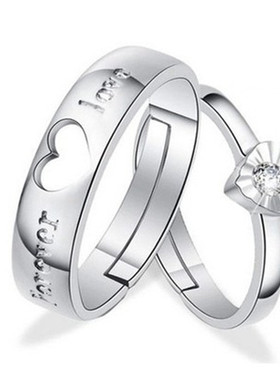 纯银活口韩版创意免运费情侣对戒