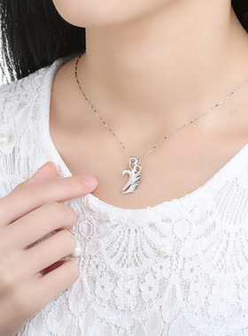 925纯银男女爱心形情侣项链