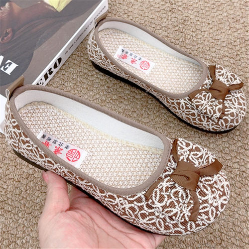 2025春季新款老北京布鞋轻便舒适女单鞋软底百搭豆豆鞋平底懒人鞋 - 图0