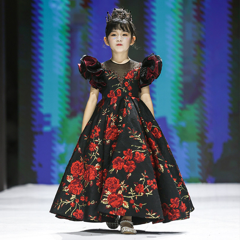 儿童礼服女花童公主裙女童模特走秀洋气小女孩生日主持钢琴演出服