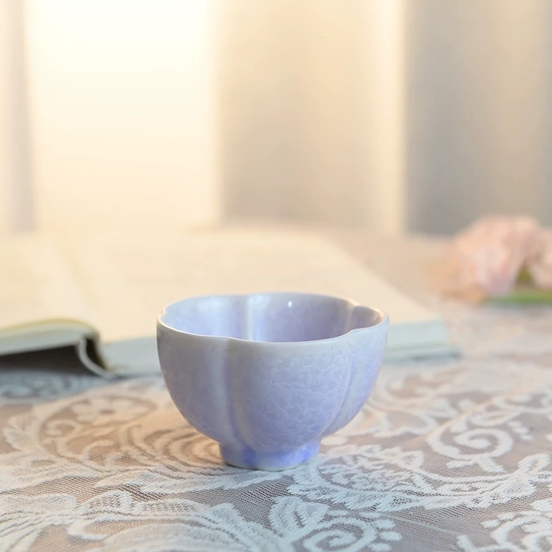 紫色窑变结晶釉三才盖碗茶杯陶瓷泡茶器女士高端泡茶杯功夫茶具 - 图3