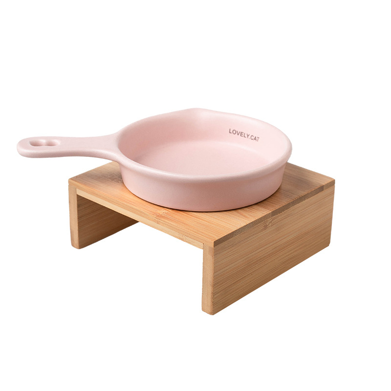 韩国bd同款平底锅猫碗碗陶瓷防打翻单柄饮水碗罐头宠物碗猫咪喝水 - 图3