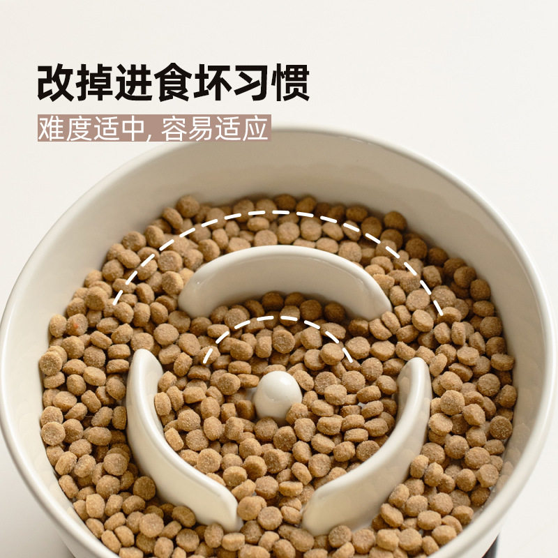 陶瓷宠物慢食碗护颈椎猫粮碗猫咪餐盘高脚防噎缓食大容量狗食盆碗,淘宝优惠券,粉丝福利购,淘宝优惠卷