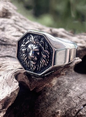 ROCK PUNK“狮子王”霸气钛钢戒指士欧美不掉色高级感潮牌饰品