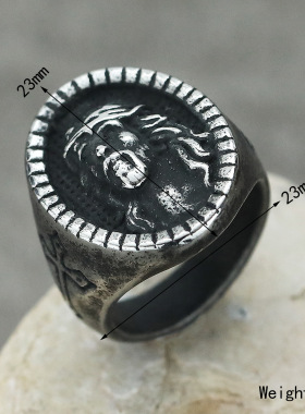 复古简约朋克做旧哥特风几何型多款潮男戒指 欧美ins嘻哈钛钢指环