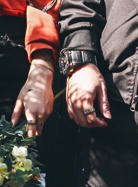 日韩潮流百搭民族风手工戒指镶嵌太阳图腾情侣男女士尾戒食指指环