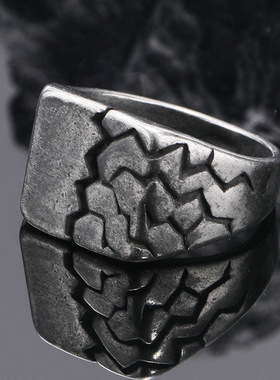 复古风极简风时尚方形几何钛钢戒指单身食指潮时尚闭口高级感指环