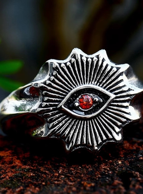 潮牌男士钛钢荷鲁斯之眼潮人戒指