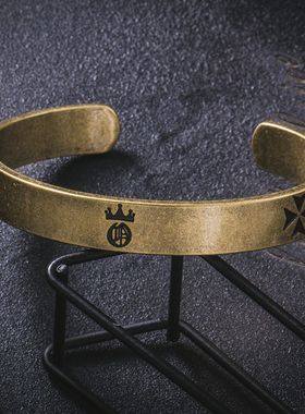 潮牌欧美复古生物手镯街头时尚男女情侣个性开口钛钢简约新款手环