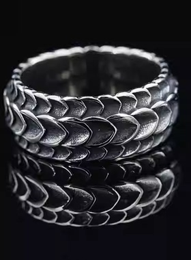 嘻哈欧美复古做旧龙鳞戒指个性小众设计级感满满男士街头风手饰品