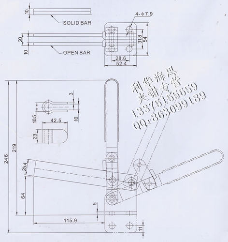 嘉刚垂直式快速夹具CH-12305 12310 12315 12320夹钳肘夹紧器夹头 - 图1