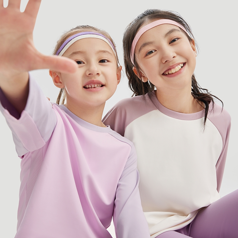 安踏儿童装男童长袖t恤女童秋装上衣磨毛保暖2024新速干打底衫潮