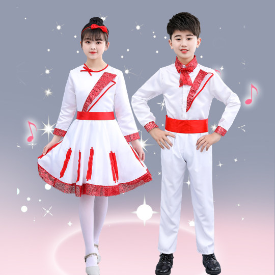 六一儿童大合唱团表演服服中小学生诗歌朗诵男女童主持礼服背带裤