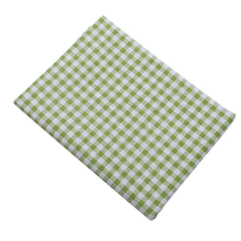 绿色格子新款棉麻布料亚麻布料格子布料diy手工制作布头清仓处理 - 图3
