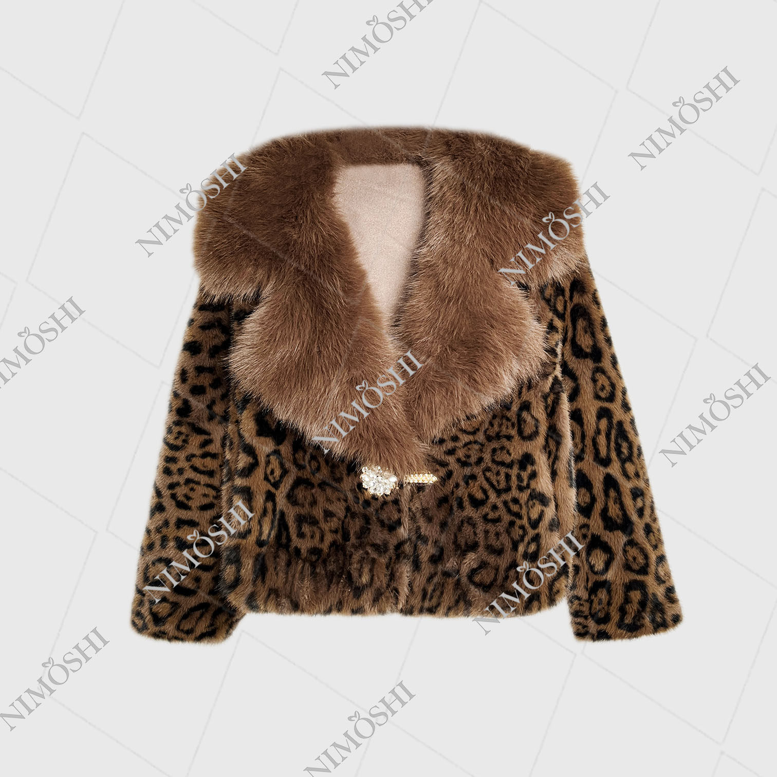 轻奢豹纹翻领气质百搭休闲毛毛短外套女L5021,淘宝优惠券,粉丝福利购,淘宝优惠卷