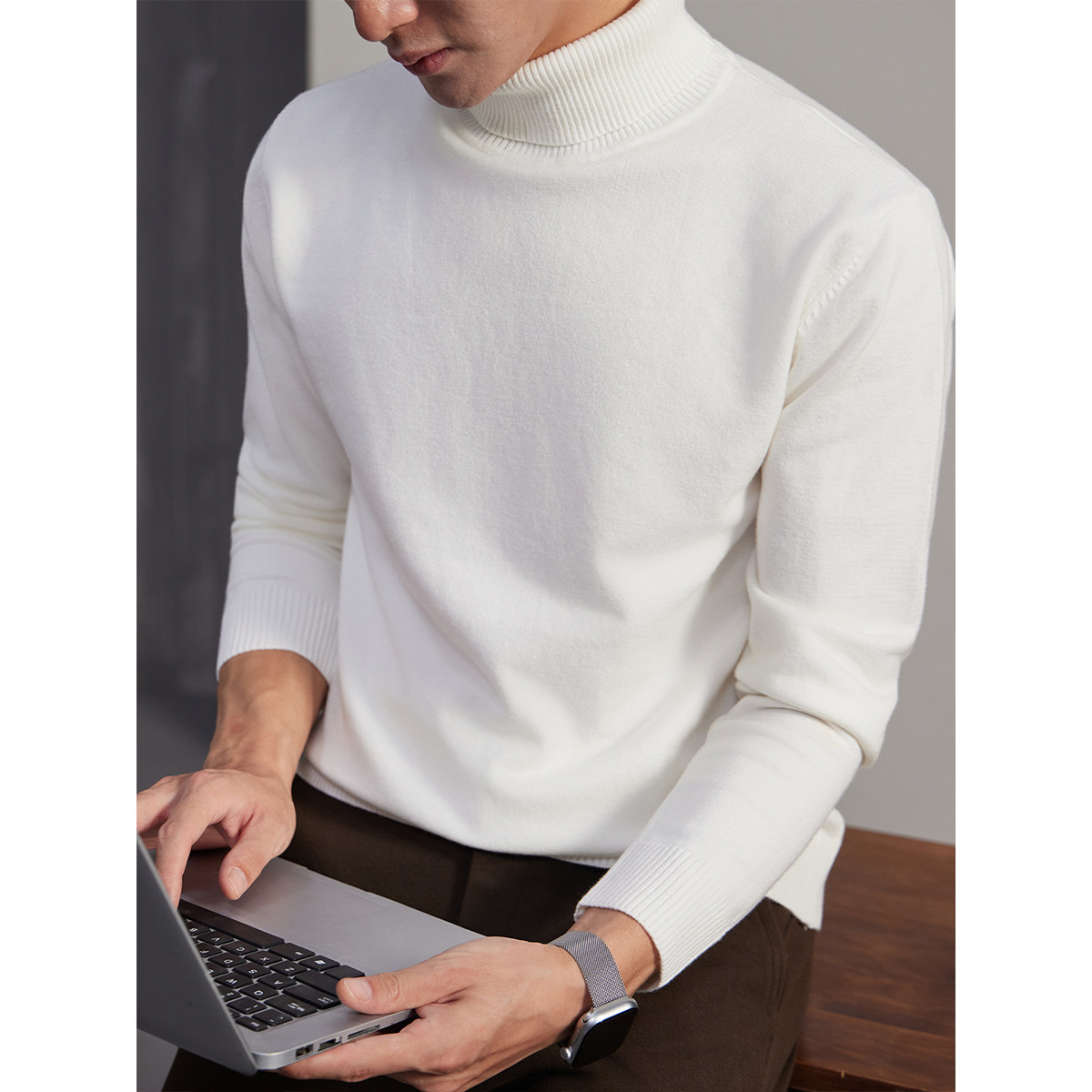 高领毛衣男秋冬季加厚男士黑色打底衫白色加绒内搭定制男款针织衫,淘宝优惠券,粉丝福利购,淘宝优惠卷