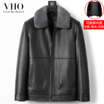 Winter Henning Genuine Leather Leather Clothing Male mink liner headliner Bull Leather Plume Jacket Leather Jacket Fur Integral Dad Coat