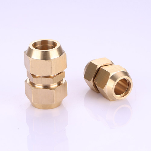 铜双头扩口直接等径直通6/8/10/12mm空调制冷铜管接头喇叭口配件 - 图1