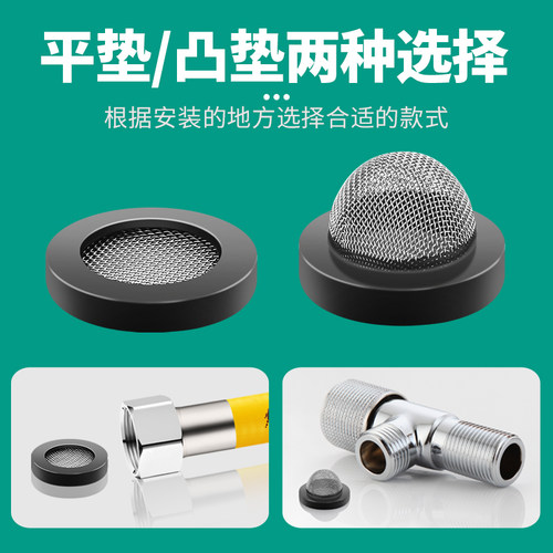 带网4分6分橡胶垫片不锈钢过滤网橡胶密封垫片淋浴龙头花洒密封圈 - 图0