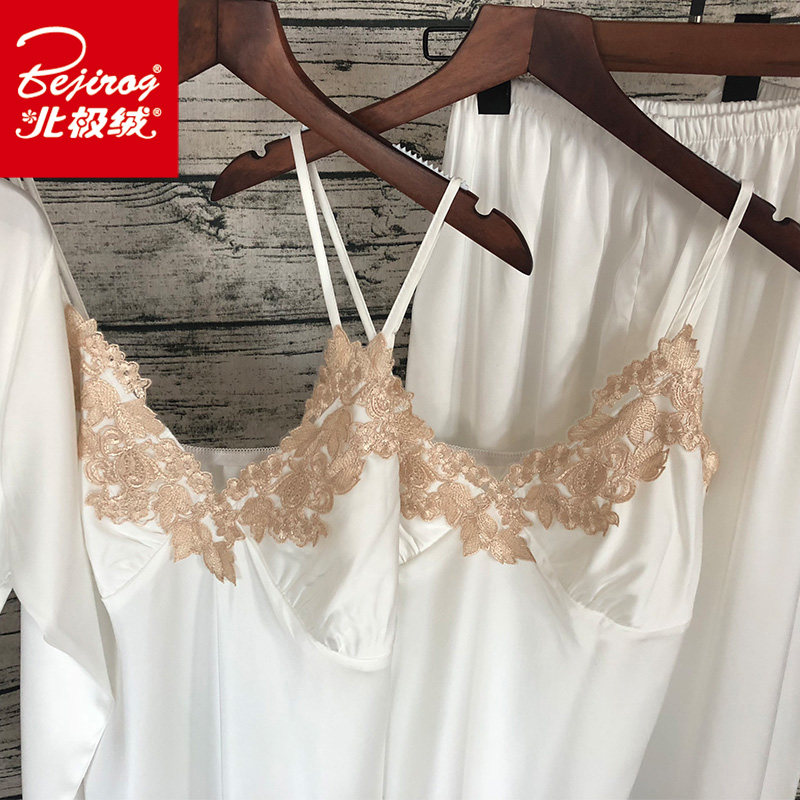 胸垫五件套韩版丝绸秋冬季性感睡袍 北极绒百盈睡衣/家居服套装