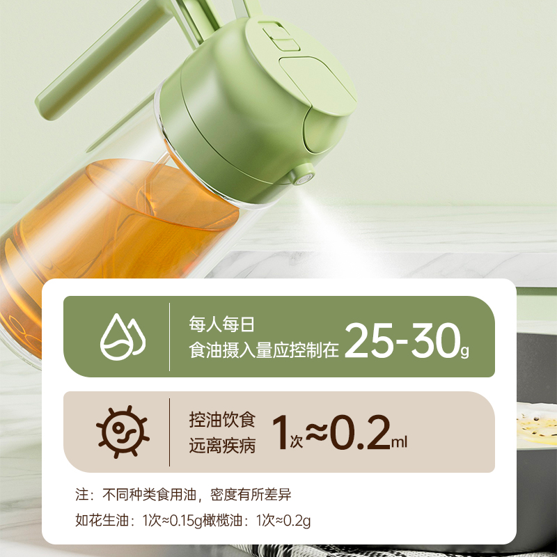 家用喷油壶自动开合喷倒食用油喷雾雾化加厚喷油瓶厨房神器不挂油 - 图1