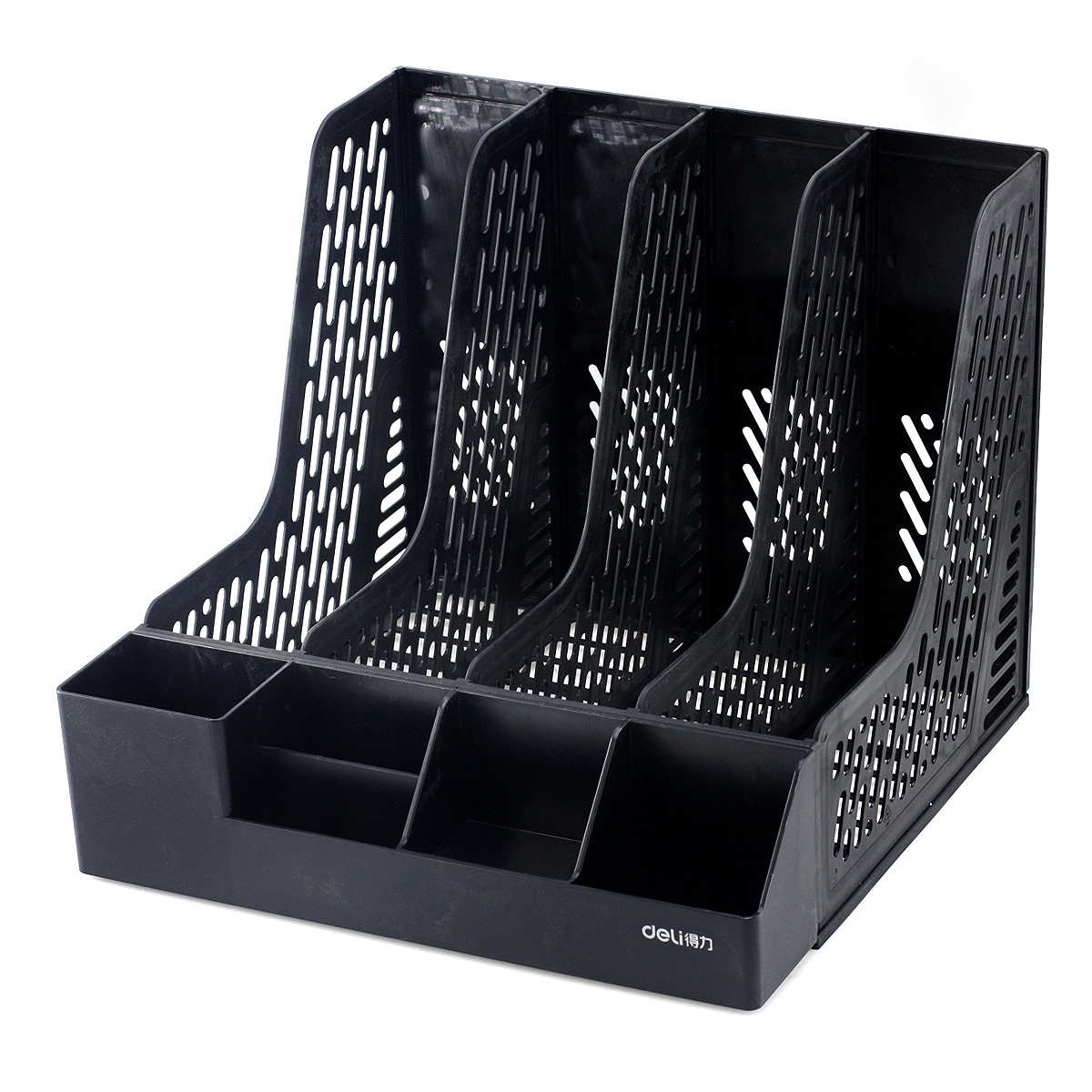 得力文件架文件夹收纳盒多层四栏文件框学生书