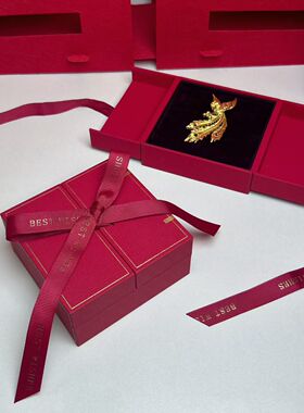 凤戒盒凤舞中国风婚庆嫁娶订婚黄金凤戒吊坠戒指手镯盒珠宝首饰盒