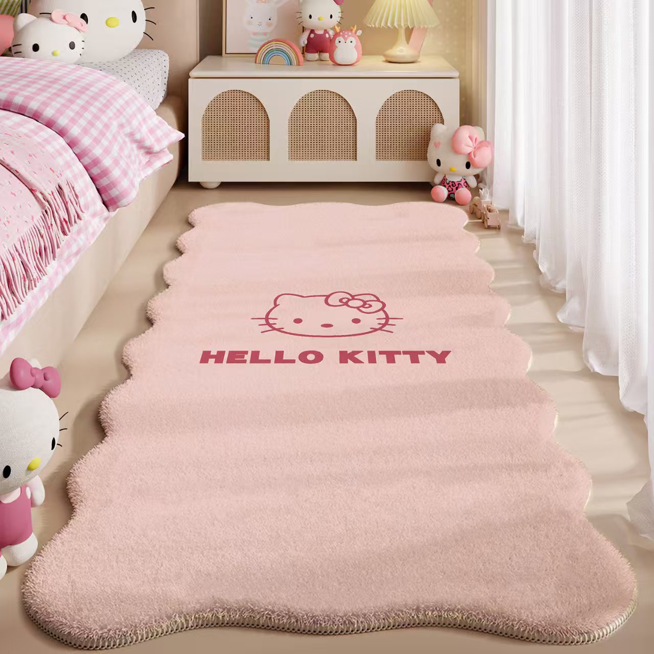 KT cat cute pink plush bedside blanket