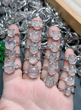 天然超七狐狸戒指水晶狐狸百搭精致时尚活扣包邮个性指环