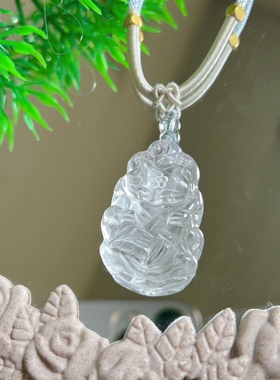 天然白水晶狐狸吊坠上学爱情狐百搭精致男女同款吊坠学生礼物包邮