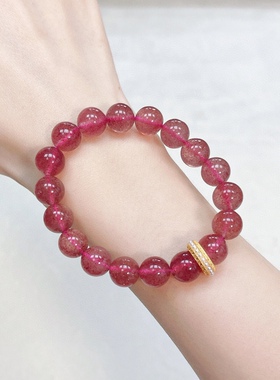 天然草莓晶手链女韩版简约大气百搭桃花女爱情显白礼物女闺蜜