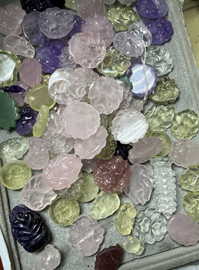 捡漏天然水晶吊坠瑕疵款粉晶九尾绿幽灵草莓黄水晶发晶白