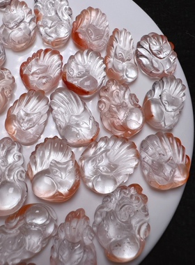 新品天然红兔毛九尾狐狸吊坠红水晶桃花狐狸吊坠礼物精致百搭礼物