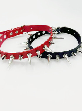 金属尖钉男女皮革项圈